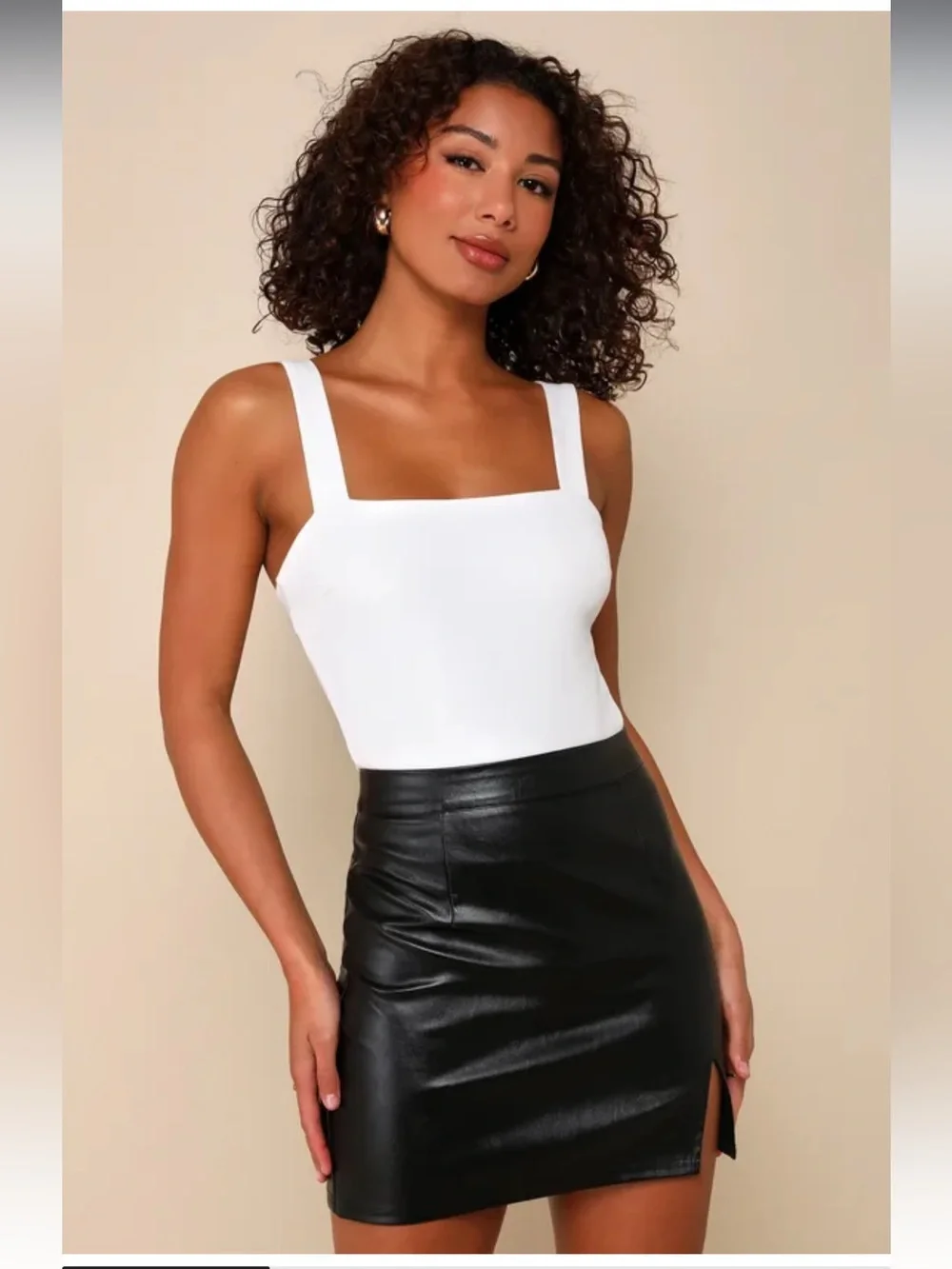 NWT Lulus Corte Black Vegan Leather Mini Skirt‎ Size Medium